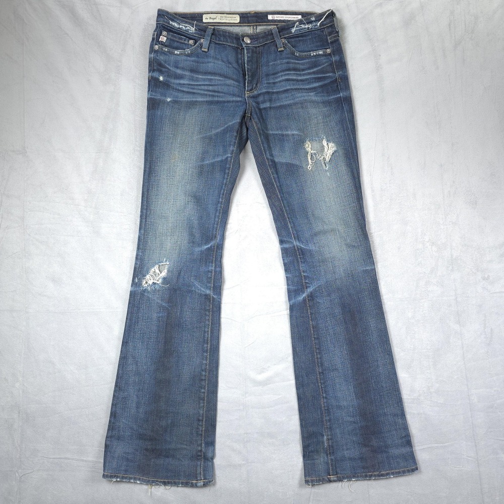Adriano Goldschmied The Angel Jeans Womens 28R Blue Bootcut Distressed Stretch